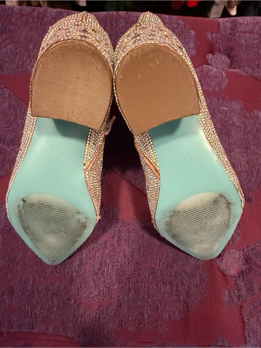 Betsey Johnson Iridescent Crystal Ankle Booties